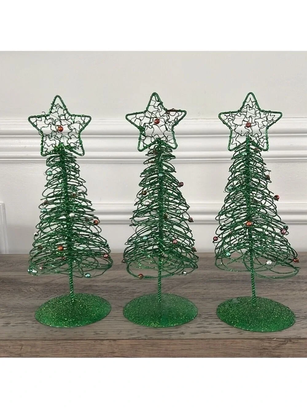 Pier 1 Imports Glitter Wire Star Christmas Tree 10 Inch Set Of 3
